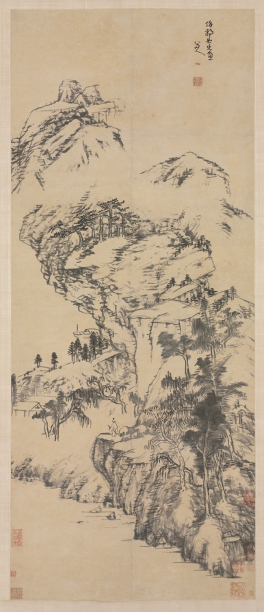古典水墨山水长卷局部